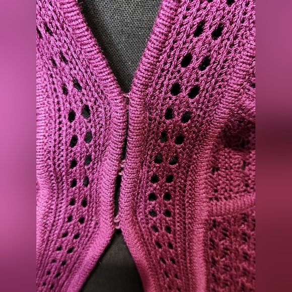 NWT Dana Buchman 100% Silk Burgundy/eggplant Women's Cardigan - Picture 4 of 8